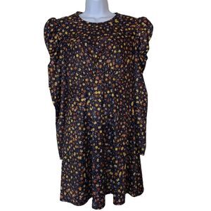 Topshop Floral Mini Dress Puff Sleeves Cottagecore Fall Colors Size US‎ 8